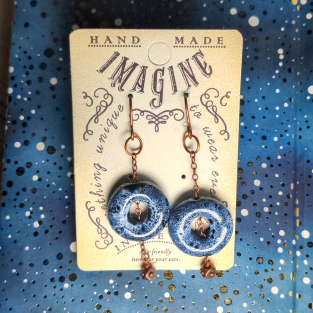 Blue 💙 circle stone drop earrings